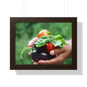 Fresh Organic Vegetables Framed Horizontal Poster - Dipaliz - 16″ x 12″ / Walnut - Posters Prints & Visual Artwork
