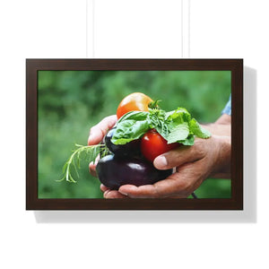 Fresh Organic Vegetables Framed Horizontal Poster - Dipaliz - 24″ x 16″ / Walnut - Posters Prints & Visual Artwork