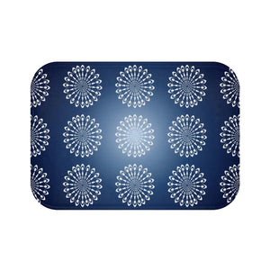 Plush Bath Mat - Geometrical Pattern on Navy Blue - Dipaliz - Home & Garden