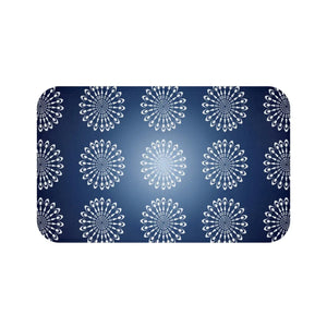 Plush Bath Mat - Geometrical Pattern on Navy Blue - Dipaliz - Home & Garden