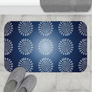 Plush Bath Mat - Geometrical Pattern on Navy Blue - Dipaliz - Home & Garden