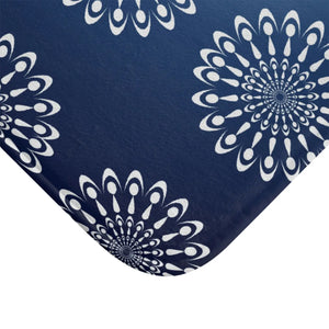 Plush Bath Mat - Geometrical Pattern on Navy Blue - Dipaliz - Home & Garden