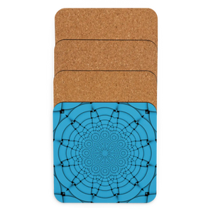 Geometric Pattern Coasters – Blue Cork - Dipaliz