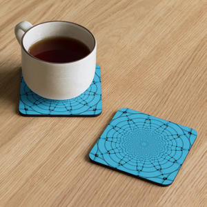 Geometric Pattern Coasters – Blue Cork - Dipaliz
