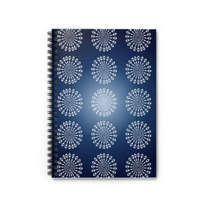 DipaliZ spiral notebook with a blue geometric pattern printed on the cover