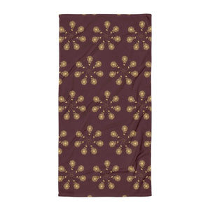 Plush Maroon Towel - Geometric Pattern Cotton - Dipaliz - Beach Towels