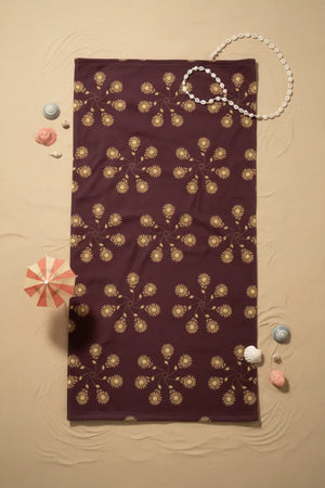 Plush Maroon Towel - Geometric Pattern Cotton - Dipaliz - Beach Towels