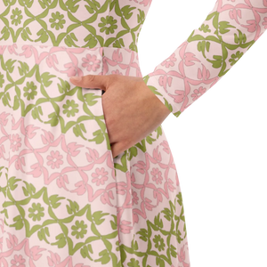 Pink and Green Midi Dress – Long Sleeve - Dipaliz - Dresses - s