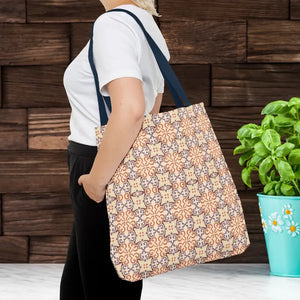 Print Tote Bag Abstract Beige Pattern Chic Style - Dipaliz - 18’’ × / Navy - Bags