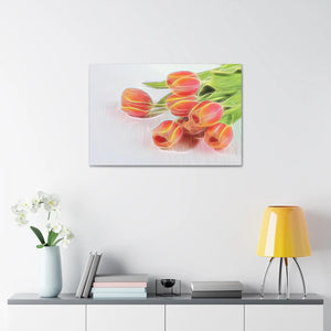 Vibrant Glowing Tulips Canvas - Semi Glossy Finish - Dipaliz - Posters Prints & Visual Artwork