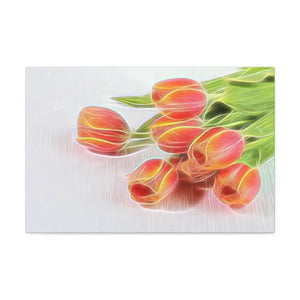 Vibrant Glowing Tulips Canvas - Semi Glossy Finish - Dipaliz - Posters Prints & Visual Artwork