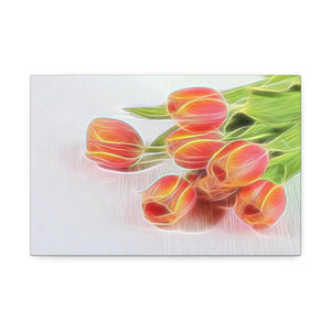 Vibrant Glowing Tulips Canvas - Semi Glossy Finish - Dipaliz - Posters Prints & Visual Artwork