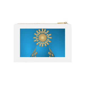 Blue Cosmetic Bag - Gold Geometric Pattern Cotton Canvas - Dipaliz - White / one Size - & Toiletry Bags