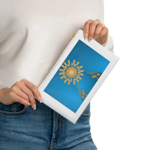 Blue Cosmetic Bag - Gold Geometric Pattern Cotton Canvas - Dipaliz - White / one Size - & Toiletry Bags