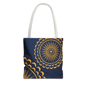 Gold Geometric Tote Bag - Navy Blue Pattern - Dipaliz - 13’’ × / White - Bags