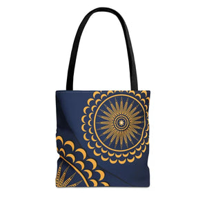 Gold Geometric Tote Bag - Navy Blue Pattern - Dipaliz - 13’’ × / Black - Bags