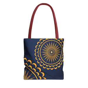 Gold Geometric Tote Bag - Navy Blue Pattern - Dipaliz - 13’’ × / Red - Bags