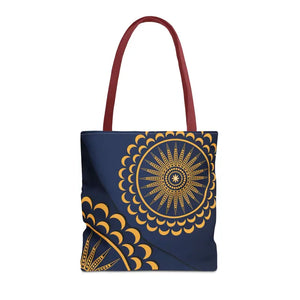 Gold Geometric Tote Bag - Navy Blue Pattern - Dipaliz - 16’’ × / Red - Bags