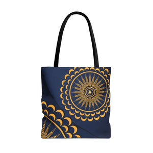 Gold Geometric Tote Bag - Navy Blue Pattern - Dipaliz - 18’’ × / Black - Bags