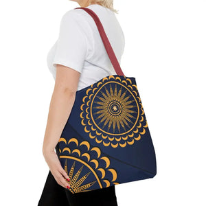 Gold Geometric Tote Bag - Navy Blue Pattern - Dipaliz - Bags