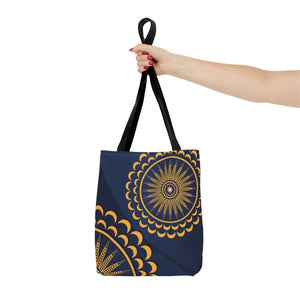 Gold Geometric Tote Bag - Navy Blue Pattern - Dipaliz - Bags