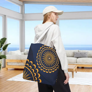 Gold Geometric Tote Bag - Navy Blue Pattern - Dipaliz - Bags