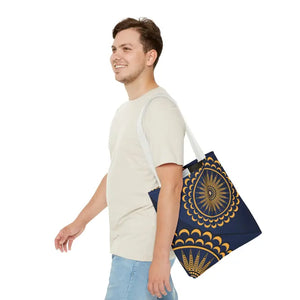 Gold Geometric Tote Bag - Navy Blue Pattern - Dipaliz - Bags