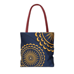Gold Geometric Tote Bag - Navy Blue Pattern - Dipaliz - Bags