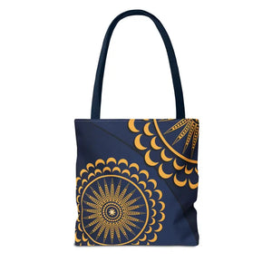 Gold Geometric Tote Bag - Navy Blue Pattern - Dipaliz - Bags