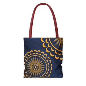 Gold Geometric Tote Bag - Navy Blue Pattern - Dipaliz - Bags