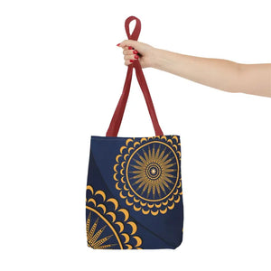 Gold Geometric Tote Bag - Navy Blue Pattern - Dipaliz - Bags