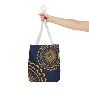 Gold Geometric Tote Bag - Navy Blue Pattern - Dipaliz - Bags