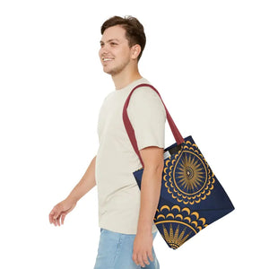 Gold Geometric Tote Bag - Navy Blue Pattern - Dipaliz - Bags