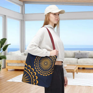 Gold Geometric Tote Bag - Navy Blue Pattern - Dipaliz - Bags