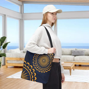 Gold Geometric Tote Bag - Navy Blue Pattern - Dipaliz - Bags