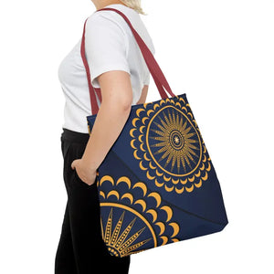 Gold Geometric Tote Bag - Navy Blue Pattern - Dipaliz - Bags