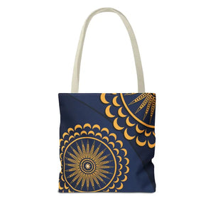 Gold Geometric Tote Bag - Navy Blue Pattern - Dipaliz - Bags