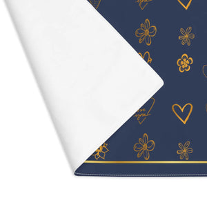 Navy Blue Gold Leaves Placemats – Cotton - Dipaliz