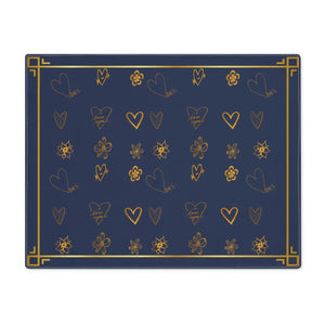 Navy Blue Gold Leaves Placemats – Cotton - Dipaliz