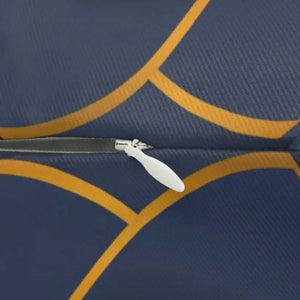 Spun Polyester Lumbar Pillow - Gold Navy Blue Pattern - Dipaliz - 20’’ × 14’’ - Pillows