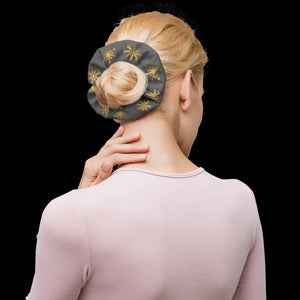 Grey Recycled Scrunchie - Gold Snowflakes Eco Friendly - Dipaliz - Ponytail Holders