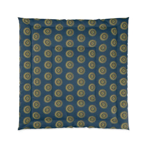 Golden Geometrical Pattern Comforter Blue Cozy Bedding Dipaliz - 88’’ × - Quilts & Comforters