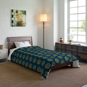 Golden Geometrical Pattern Comforter Blue Cozy Bedding Dipaliz - Quilts & Comforters