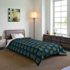 Golden Geometrical Pattern Comforter Blue Cozy Bedding Dipaliz - Quilts & Comforters