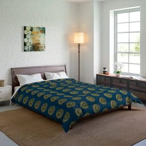 Golden Geometrical Pattern Comforter Blue Cozy Bedding Dipaliz - Quilts & Comforters
