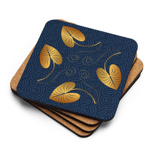 Modern Golden Leaves Cork Back Coaster - Heat Resistant - Dipaliz - Coasters