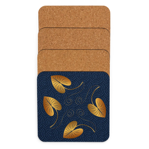 Modern Golden Leaves Cork Back Coaster - Heat Resistant - Dipaliz - Coasters