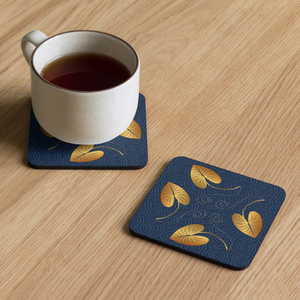 Modern Golden Leaves Cork Back Coaster - Heat Resistant - Dipaliz - Coasters