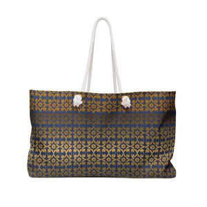 Oversized Polyester Weekender Bag Golden Pattern Navy - Dipaliz - 24’’ × 13’’ - Tote Bags