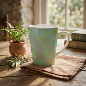 Dipaliz green geometric pattern latte mug 12oz ceramic - mugs